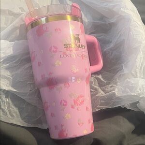 Stanley Pink Floral Tumbler with Gold Accent